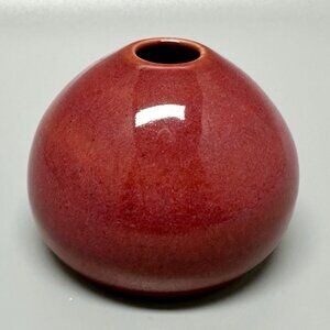 Signed Lauren Burman Pebble Bud Vase Poppy Color Material Good Rare 2.5"